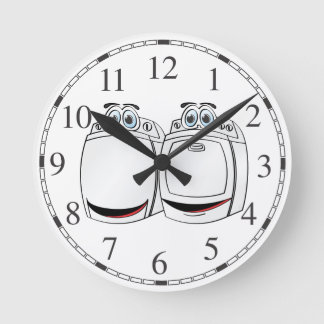 Washer Dryer Cartoon Runde Wanduhr