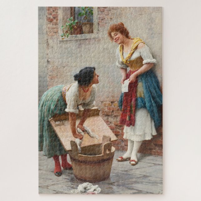 Washer Women Sharing glückliche Nachrichten Puzzle (Vertikal)