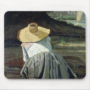 Washerwoman durch den Fluss, 1860 Mousepad