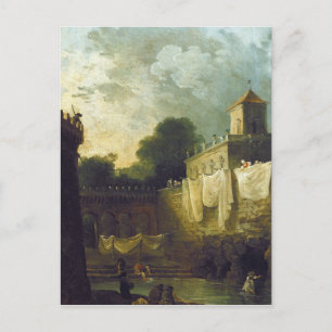 Washerwomen im Moat einer italienischen Villa Postkarte