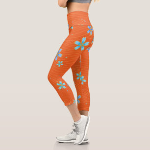 Washi Floral Print Capri Leggings für Komfort