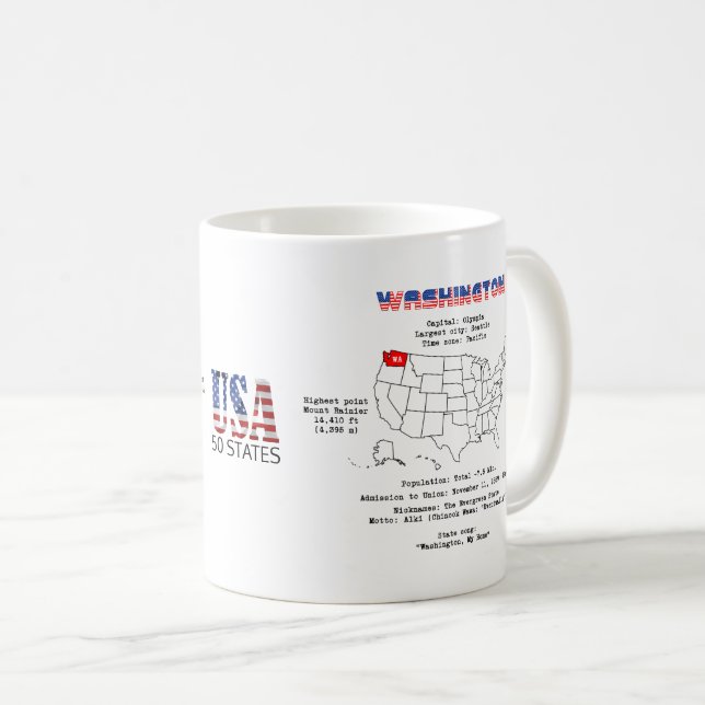 Washington American Staat auf der Karte und nützli Kaffeetasse (VorderseiteRechts)
