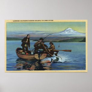 Washington - Ansicht der Fischer, die einen Lachs Poster