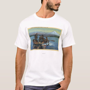Washington - Ansicht der Fischer, die einen Lachs T-Shirt