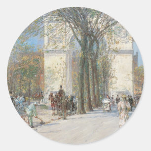 Washington Arch, Frühling von Frederick Childe Has Runder Aufkleber