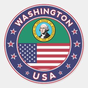 Washington Aufkleber, Handy-Gehäuse, Totbeutel Runder Aufkleber