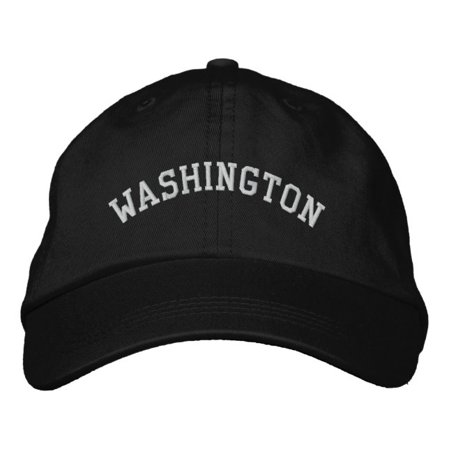 Washington bestickte anpassbare Cap Black Bestickte Baseballkappe (Vorderseite)
