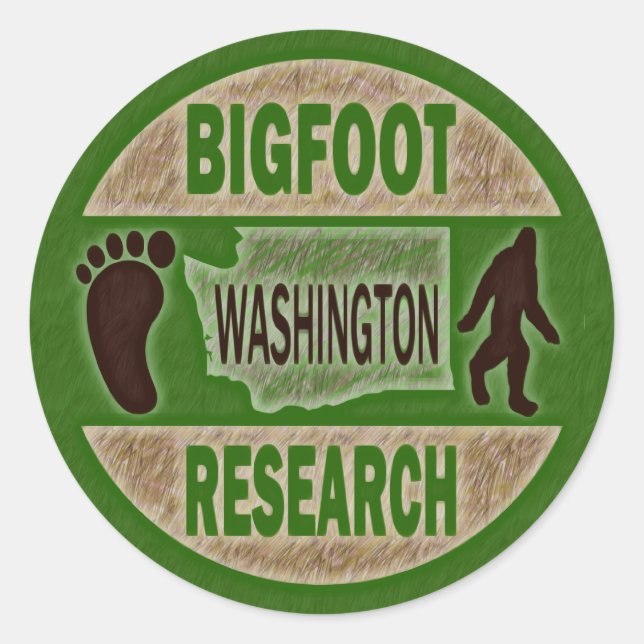 Washington Bigfoot Research Runder Aufkleber (Vorderseite)