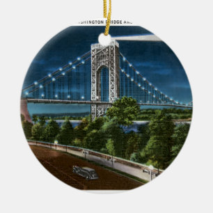 Washington Bridge und Hudson River Keramikornament