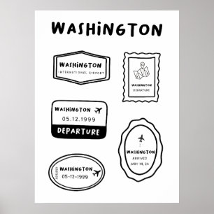 Washington - Briefmarke Collection   Minimalistisc Poster