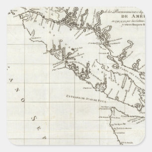 Washington, Britisch-Columbia, Vancouver-Karte Quadratischer Aufkleber