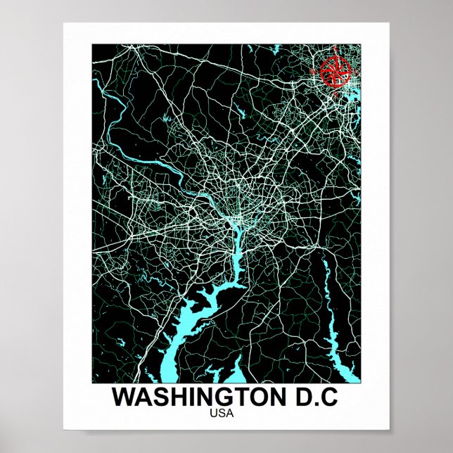 Washington City Map Poster (Vorne)