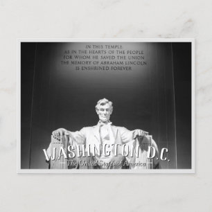 Washington, D.C. - Abraham Lincoln Statue Postcard Einladungspostkarte