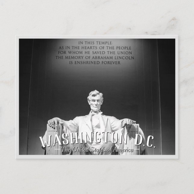 Washington, D.C. - Abraham Lincoln Statue Postcard Einladungspostkarte (Vorderseite)