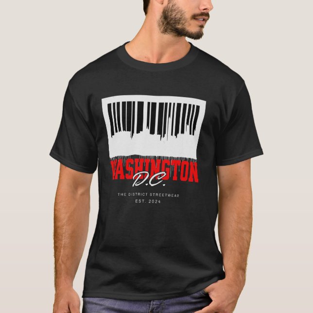 Washington D.C. Barcode-Skyline Hauptstadt Graffit T-Shirt (Vorderseite)