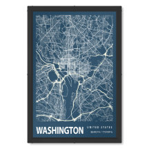 Washington D.C. Blueprint-Stadtplanposter Vintage