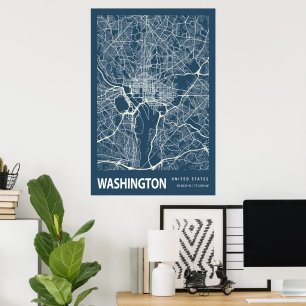 Washington D.C. Blueprint-Stadtplanposter Vintage Poster