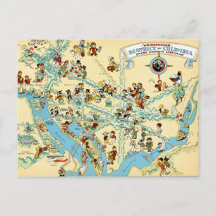 Washington, D.C.  Funny VintageMap Postkarte