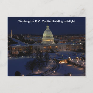 Washington D.C. Kapitolgebäude in der Winternacht Postkarte