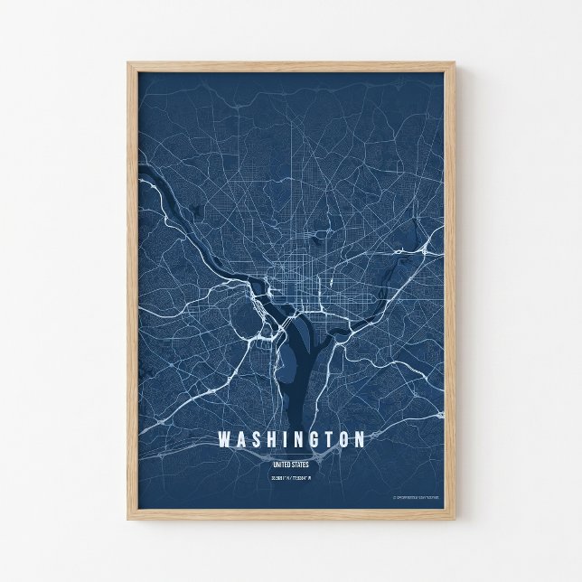 Washington D.C. Map Blue Print Poster Wallart Gift (Von Creator hochgeladen)