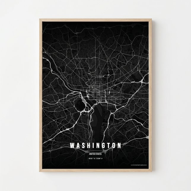 Washington D.C. Map Noir Druck Poster Wandkunst Ge (Von Creator hochgeladen)