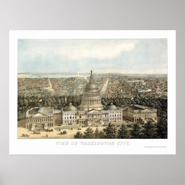 Washington, D.C. Panorama Karte - 1857 Poster (Vorne)