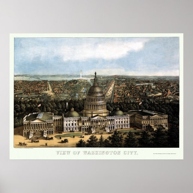 Washington, D.C. Panorama Karte - 1871 Poster (Vorne)
