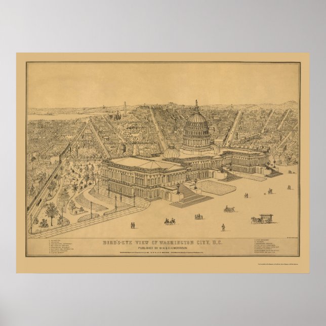 Washington, D.C. Panorama Karte - 1872 Poster (Vorne)