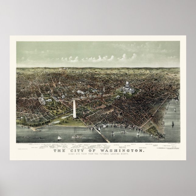 Washington, D.C. Panorama Karte - 1892 Poster (Vorne)