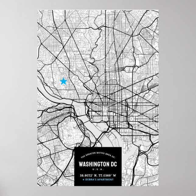 Washington, D.C. Stadtplan + Ihr Standortposter Poster (Vorne)