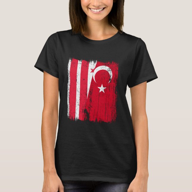 Washington D.C. Turkey Half Flag Turkiye Washingto T-Shirt (Vorderseite)