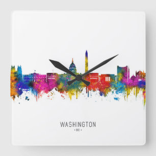 Washington D.C. USA Skyline Quadratische Wanduhr