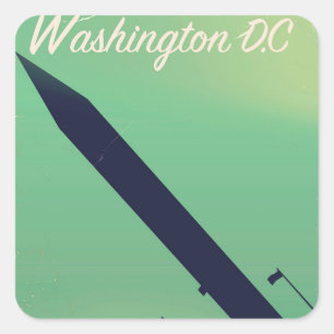 Washington D.C Vintage Reiseposter Quadratischer Aufkleber