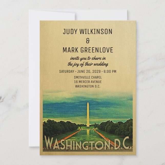 Washington D.C. Wedding Invitation DC Vintag Einladung (Vorderseite)