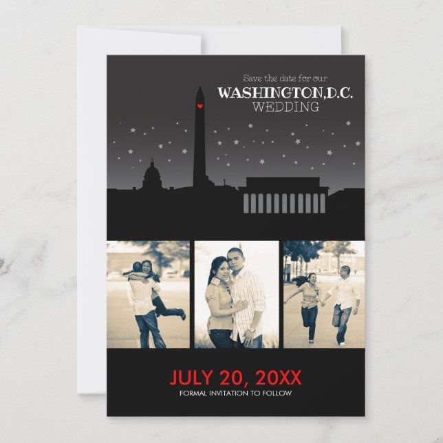Washington D.C. Wedding Rett-the-date Save The Date (Vorderseite)
