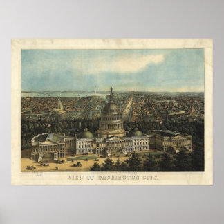 Washington DC 1871 Antike Panoramakarte Poster