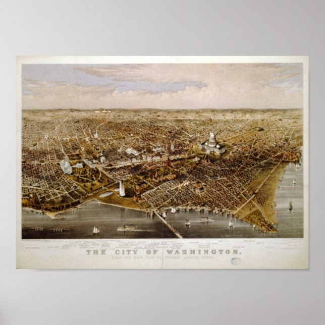 Washington DC 1880 Antike Panoramakarte Poster (Vorne)