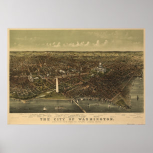 Washington DC 1892 Antike Panoramakarte Poster
