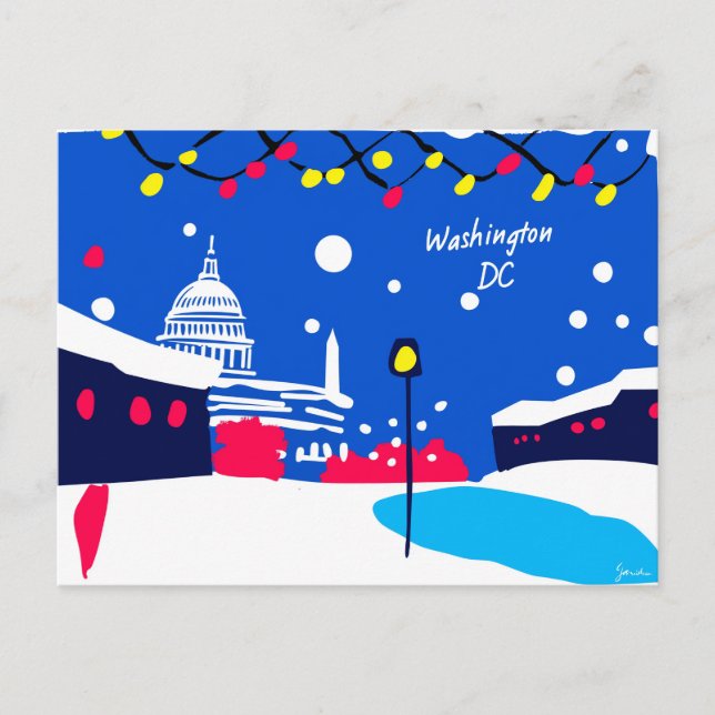 Washington DC Art Deco Style Card Illustration Postkarte (Vorderseite)