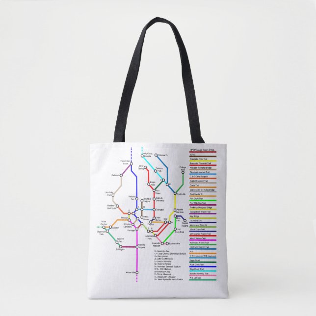 Washington DC Bike Map Tote Bag (Vorderseite)