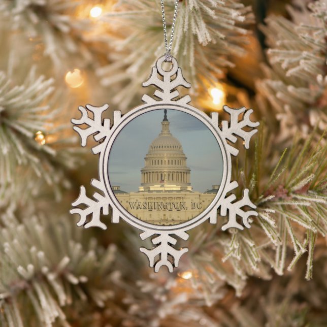 Washington, DC Capitol Building Schneeflocken Zinn-Ornament (Baum)