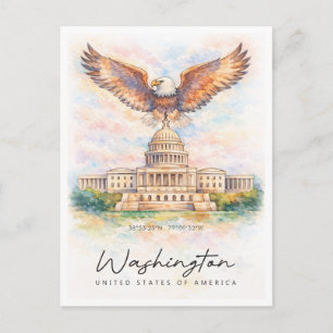 Washington DC Capitol Hill Aquarell USA Feiertagspostkarte