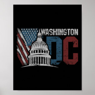 Washington Dc Capitol Hill Usa Flag Souvenir Desig Poster