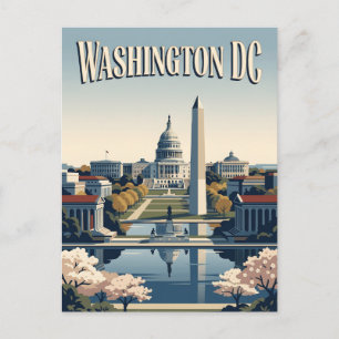 Washington DC Capitol Monument Retro-Reiseposter Postkarte