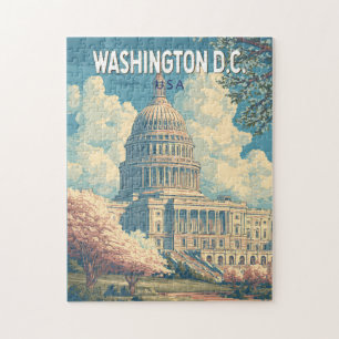 Washington DC Capitol Reise Kunst Vintage Puzzle