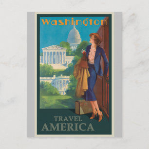 Washington DC Capitol Vintage Reiseplakat Postkarte