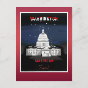 Washington DC Capitol Vintage Reiseplakat Postkarte