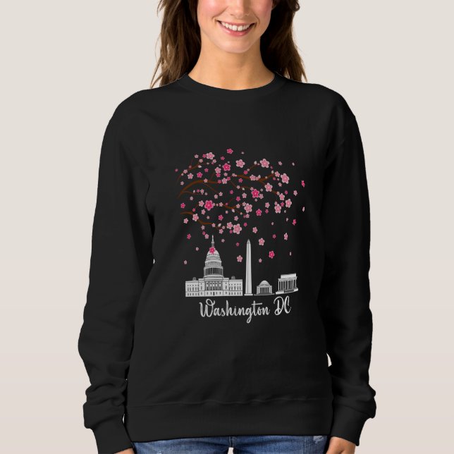 Washington DC Cherry blüht Monumente Männer Frauen Sweatshirt (Vorderseite)