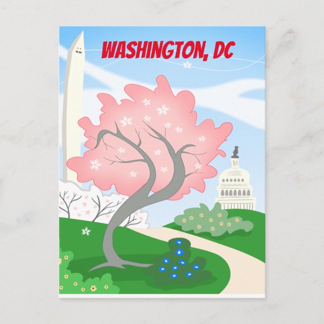 Washington, DC Cherry Blüten Postkarte (Vorderseite)