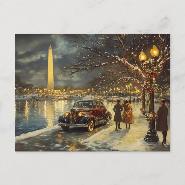 Washington DC Christmas Postcard Vintag Retro Postkarte (Vorderseite)